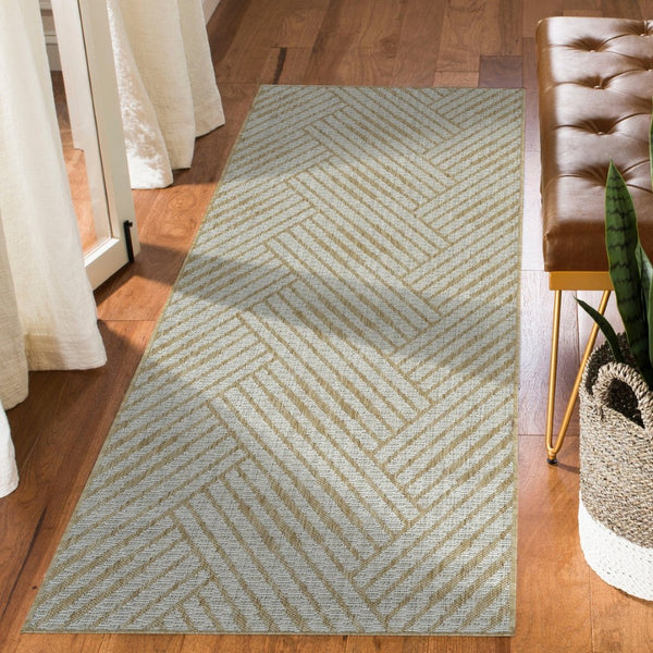 Amer Rugs Maryland Modern Geometric Indoor-outdoor Runner Rug For Living Room, Deck, Patio, Or Porch Makeover Champagne Polypropylene Mry42408