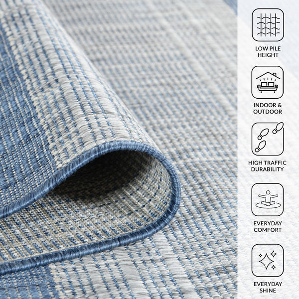 Amer Rugs Maryland Modern Striped Indoor-outdoor Rug - Durable, Easy-care Design For Stylish Spaces Blue,Ivory Polypropylene Mry60406