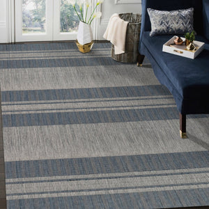 Amer Rugs Maryland Modern Striped Indoor-outdoor Rug - Durable, Easy-care Design For Stylish Spaces Blue,Ivory Polypropylene Mry60406