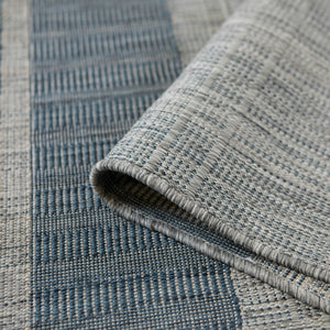 AMER Rugs Maryland Blessy MRY-6 Indoor-Outdoor Machine Made Polypropylene Modern & Contemporary Striped Rug Blue 6'6" x 9'10"