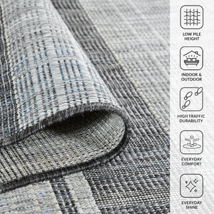 Amer Rugs Maryland Modern Striped Indoor-outdoor Rug - Durable, Easy-care Design For Stylish Spaces Silver,Taupe Gray Polypropylene Mry72408