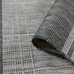 AMER Rugs Maryland Blessy MRY-7 Indoor-Outdoor Machine Made Polypropylene Modern & Contemporary Striped Rug Silver 6'6" x 9'10"