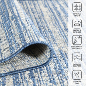 Amer Rugs Maryland Modern Striped Indoor-outdoor Rug - Durable, Easy-care Design For Stylish Spaces Blue Polypropylene Mry82408