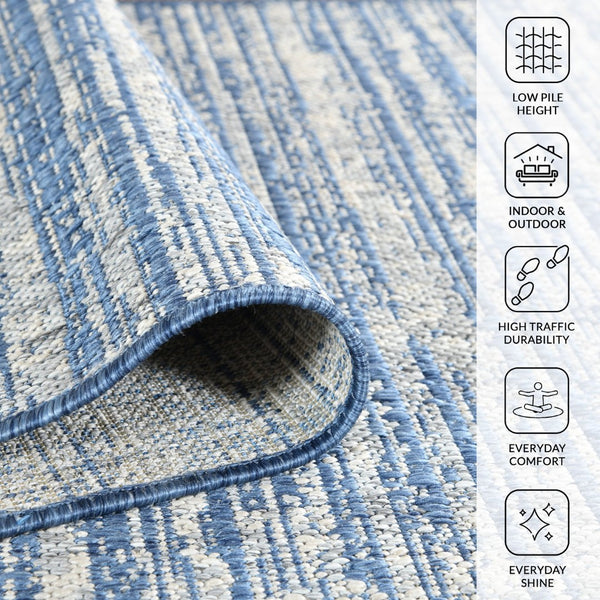 Amer Rugs Maryland Modern Striped Indoor-outdoor Rug - Durable, Easy-care Design For Stylish Spaces Blue Polypropylene Mry82408