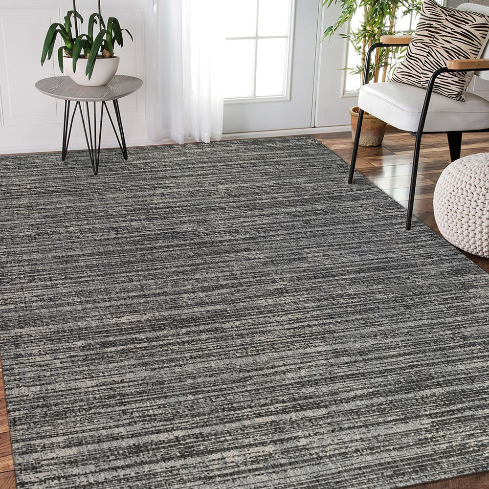 AMER Rugs Maryland Cecil MRY-9 Indoor-Outdoor Machine Made Polypropylene Modern & Contemporary Striped Rug Iron 6'6" x 9'10"