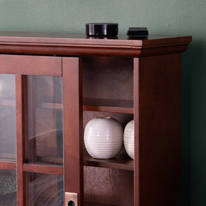 Safavieh Media Cabinet With Lattice Sliding Doors Birch Veneer Mdf Adjustable Shelving Living Room BROWN MS1071