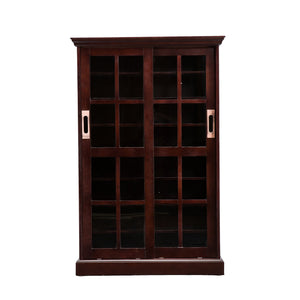 Safavieh Media Cabinet With Lattice Sliding Doors Birch Veneer Mdf Adjustable Shelving Living Room BROWN MS1071