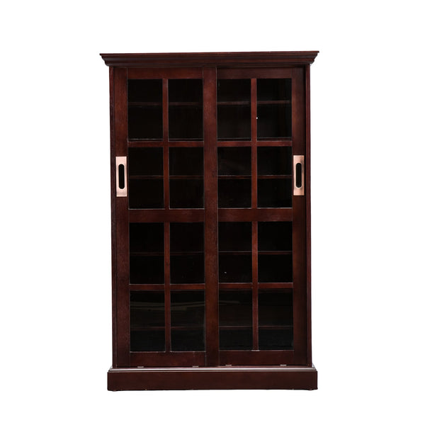 Safavieh Media Cabinet With Lattice Sliding Doors Birch Veneer Mdf Adjustable Shelving Living Room BROWN MS1071