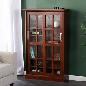 Safavieh Media Cabinet With Lattice Sliding Doors Birch Veneer Mdf Adjustable Shelving Living Room BROWN MS1071