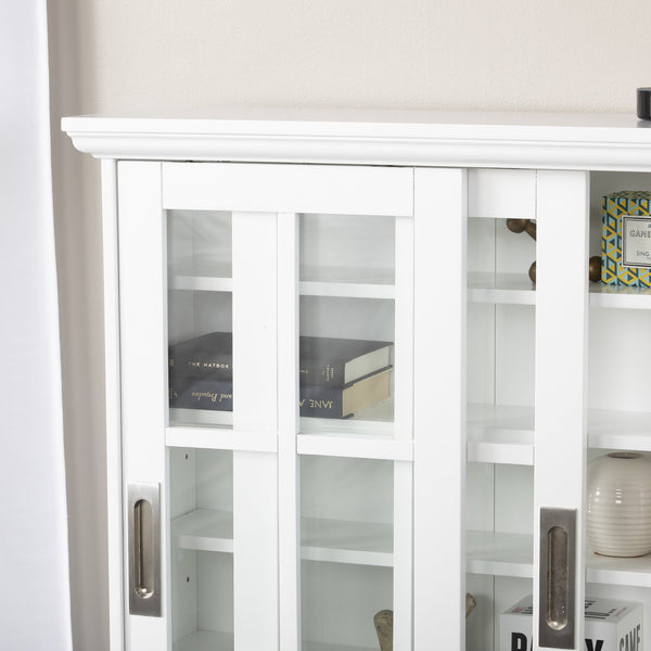 Safavieh Media Cabinet With Lattice Sliding Doors Birch Veneer Mdf Adjustable Shelving Living Room WHITE MS1072