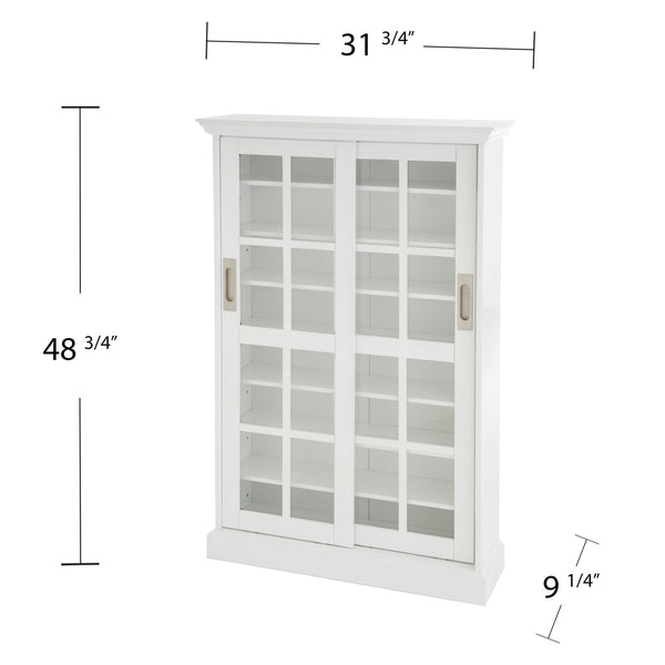 Safavieh Media Cabinet With Lattice Sliding Doors Birch Veneer Mdf Adjustable Shelving Living Room WHITE MS1072