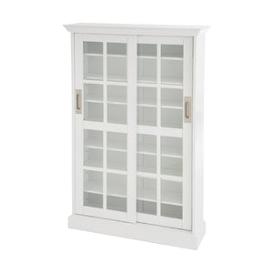 Safavieh Media Cabinet With Lattice Sliding Doors Birch Veneer Mdf Adjustable Shelving Living Room WHITE MS1072