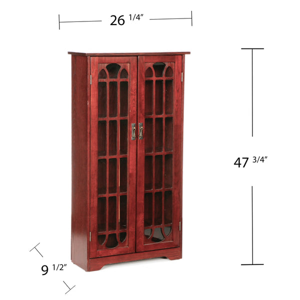Safavieh Window Pane Media Cabinet With Tempered Glass Doors And Oak Veneer For Classic Living Rooms BROWN MS1073