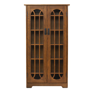 Safavieh Window Pane Media Cabinet With Tempered Glass Doors And Ash Veneer For Living Room Storage MS1074