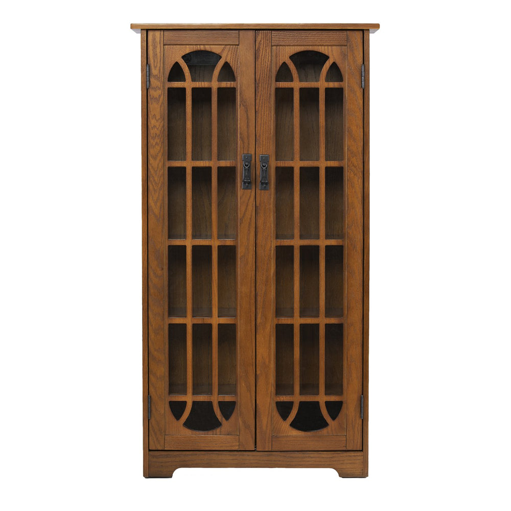 Safavieh Window Pane Media Cabinet With Tempered Glass Doors And Ash Veneer For Living Room Storage MS1074