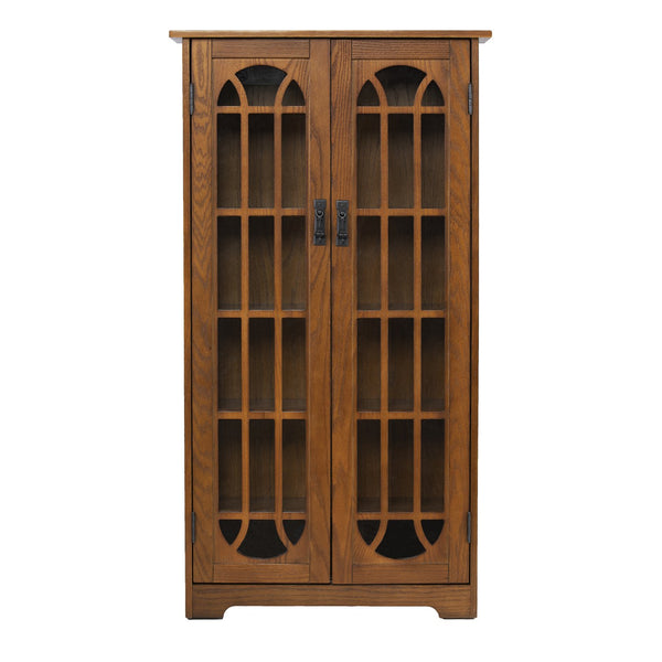 Safavieh Window Pane Media Cabinet With Tempered Glass Doors And Ash Veneer For Living Room Storage MS1074