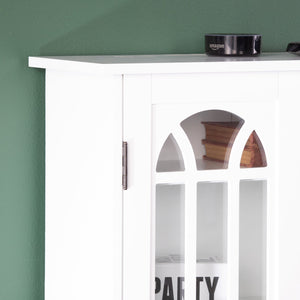 Safavieh Window Pane Media Cabinet With Tempered Glass Doors And Oak Veneer For Classic Living Rooms WHITE MS1075