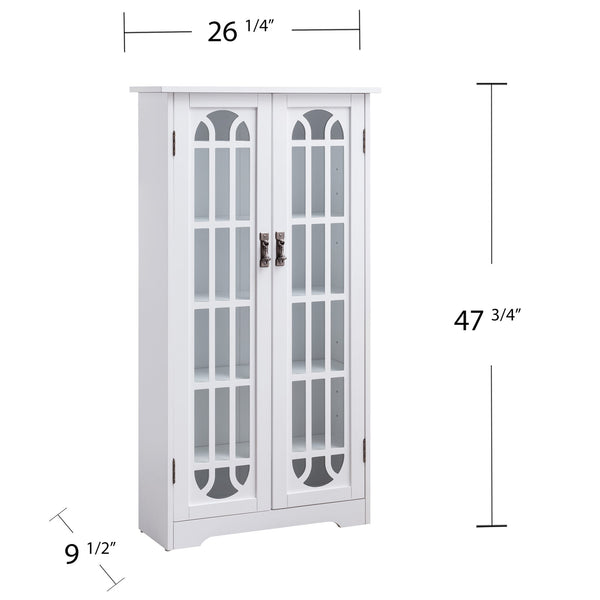 Safavieh Window Pane Media Cabinet With Tempered Glass Doors And Oak Veneer For Classic Living Rooms WHITE MS1075