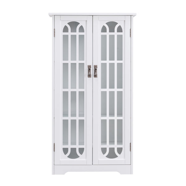 Safavieh Window Pane Media Cabinet With Tempered Glass Doors And Oak Veneer For Classic Living Rooms WHITE MS1075