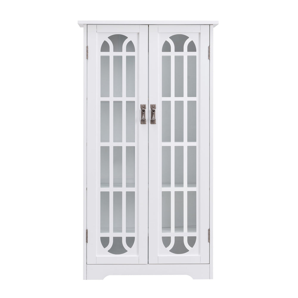 Safavieh Window Pane Media Cabinet With Tempered Glass Doors And Oak Veneer For Classic Living Rooms WHITE MS1075