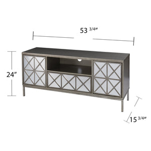 Safavieh Downley Mirrored Media Console With Push Open Cabinets And Cord Management For Living Rooms MS1128113