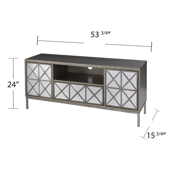Safavieh Downley Mirrored Media Console With Push Open Cabinets And Cord Management For Living Rooms MS1128113