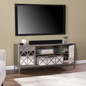 Safavieh Downley Mirrored Media Console With Push Open Cabinets And Cord Management For Living Rooms MS1128113