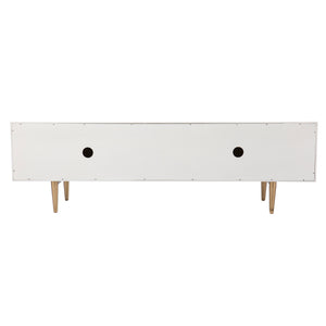 Safavieh Pilston Low Profile Media Console With Ribbed Doors Gold Legs And Concealed Storage MS1135656