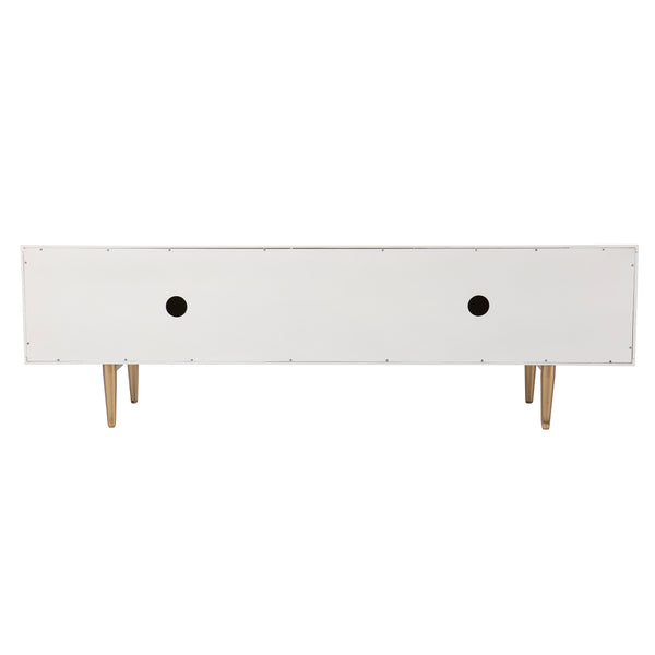 Safavieh Pilston Low Profile Media Console With Ribbed Doors Gold Legs And Concealed Storage MS1135656