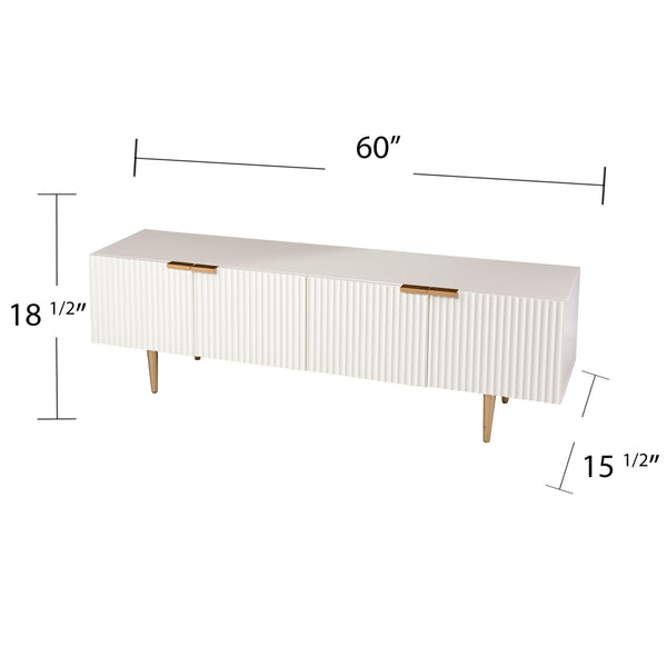 Safavieh Pilston Low Profile Media Console With Ribbed Doors Gold Legs And Concealed Storage MS1135656