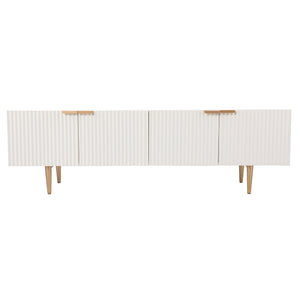 Safavieh Pilston Low Profile Media Console With Ribbed Doors Gold Legs And Concealed Storage MS1135656