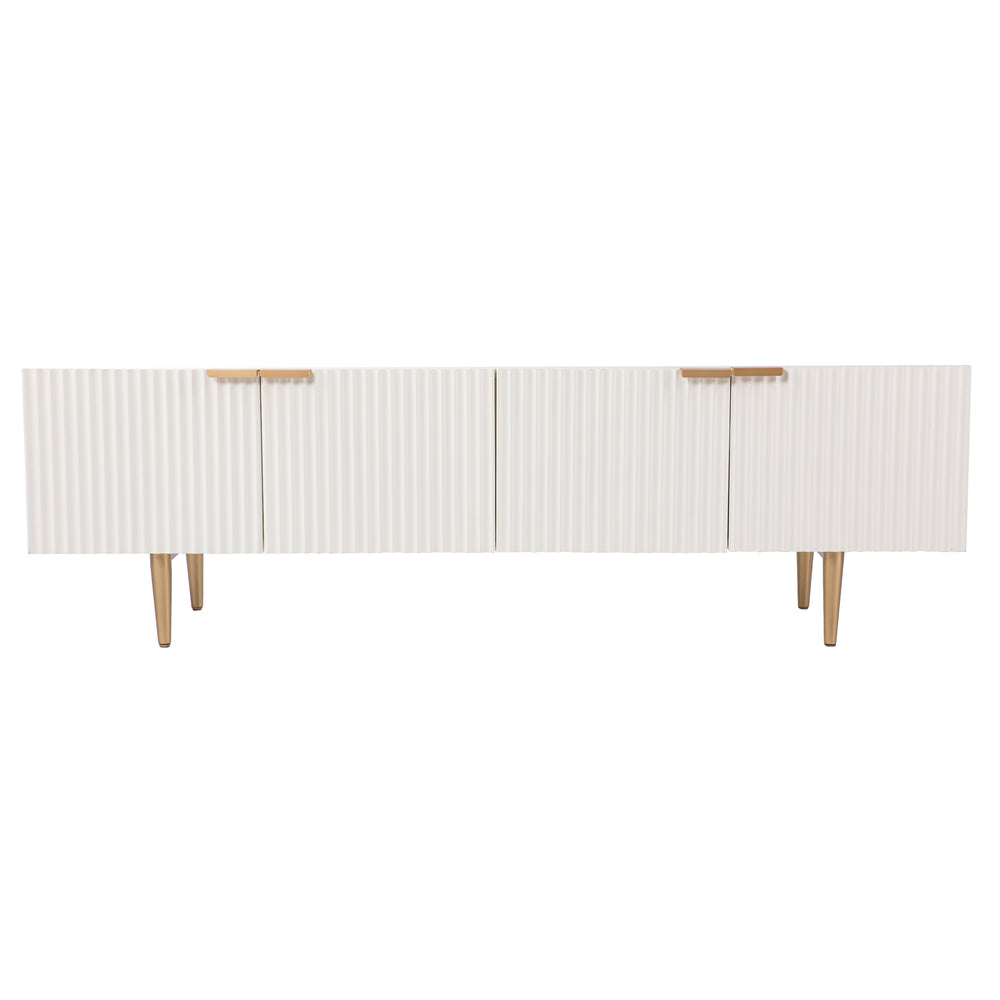 Safavieh Pilston Low Profile Media Console With Ribbed Doors Gold Legs And Concealed Storage MS1135656