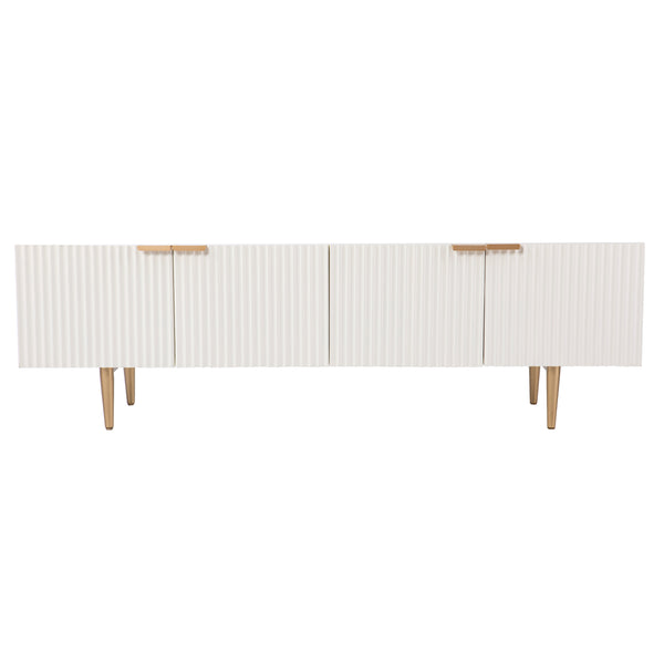 Safavieh Pilston Low Profile Media Console With Ribbed Doors Gold Legs And Concealed Storage MS1135656