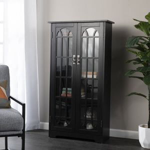 Safavieh Window Pane Media Cabinet With Tempered Glass Doors And Adjustable Shelves For Living Rooms MS1221912
