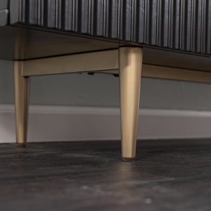 Safavieh Pilston Low Profile Media Console With Four Door Storage And Gold Accents For Living Room MS1222156
