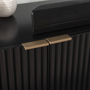 Safavieh Pilston Low Profile Media Console With Four Door Storage And Gold Accents For Living Room MS1222156