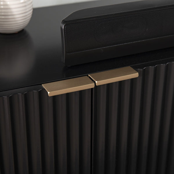 Safavieh Pilston Low Profile Media Console With Four Door Storage And Gold Accents For Living Room MS1222156