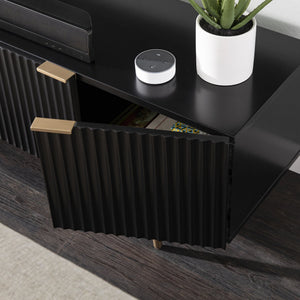 Safavieh Pilston Low Profile Media Console With Four Door Storage And Gold Accents For Living Room MS1222156