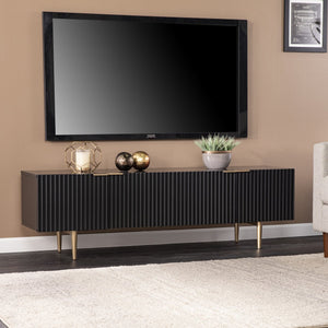 Safavieh Pilston Low Profile Media Console With Four Door Storage And Gold Accents For Living Room MS1222156