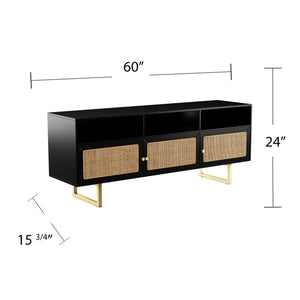 Safavieh Mursley Mid-Century Tv Stand With Rattan Doors And Open Shelving For Living Rooms MS1222613