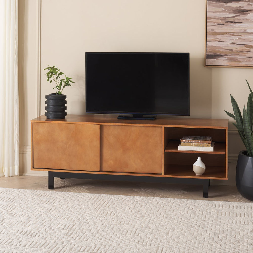 Safavieh Mainebury Engineered Wood Media Console With Open Shelving For Modern Living Rooms MS1272413