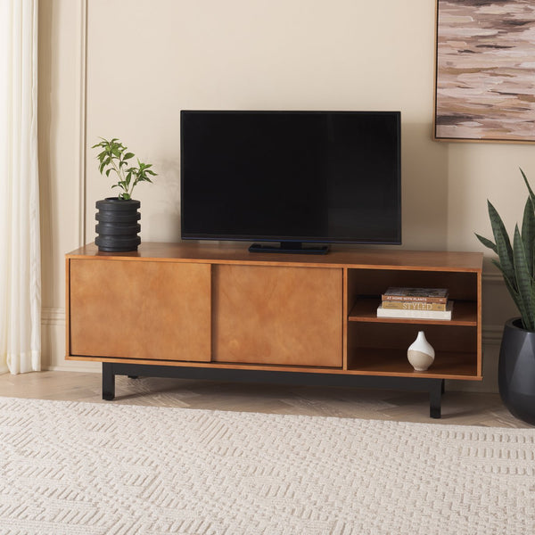 Safavieh Mainebury Engineered Wood Media Console With Open Shelving For Modern Living Rooms MS1272413