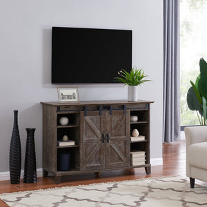 Safavieh Holmes Farmhouse Tv Stand With Sliding Barn Doors Ash Veneer Mdf And Iron Hardware MS8099