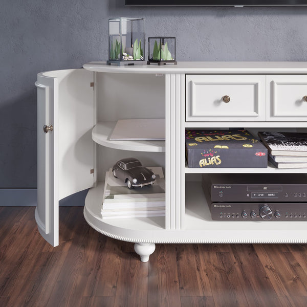 Safavieh Dandridge Classic White Media Console With Curved Doors Poplar Legs And Cable Management MS8342