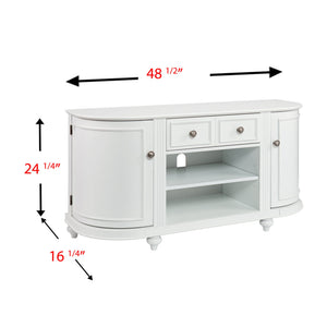 Safavieh Dandridge Classic White Media Console With Curved Doors Poplar Legs And Cable Management MS8342