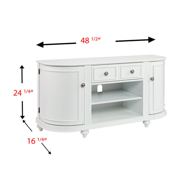 Safavieh Dandridge Classic White Media Console With Curved Doors Poplar Legs And Cable Management MS8342