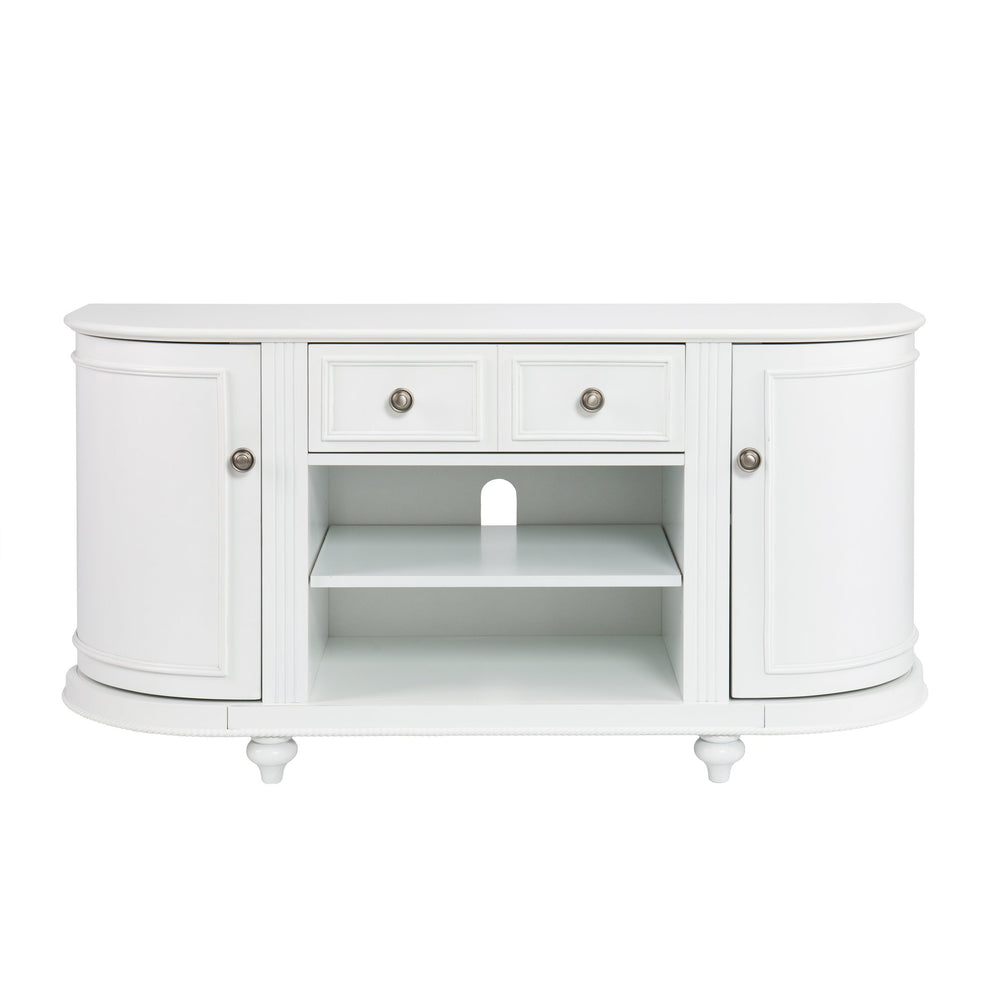 Safavieh Dandridge Classic White Media Console With Curved Doors Poplar Legs And Cable Management MS8342