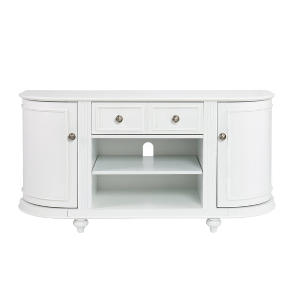 Safavieh Dandridge Classic White Media Console With Curved Doors Poplar Legs And Cable Management MS8342