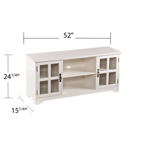 Safavieh Remington Farmhouse Media Stand With Tempered Glass Top And Windowpane Cabinet Doors MS9908