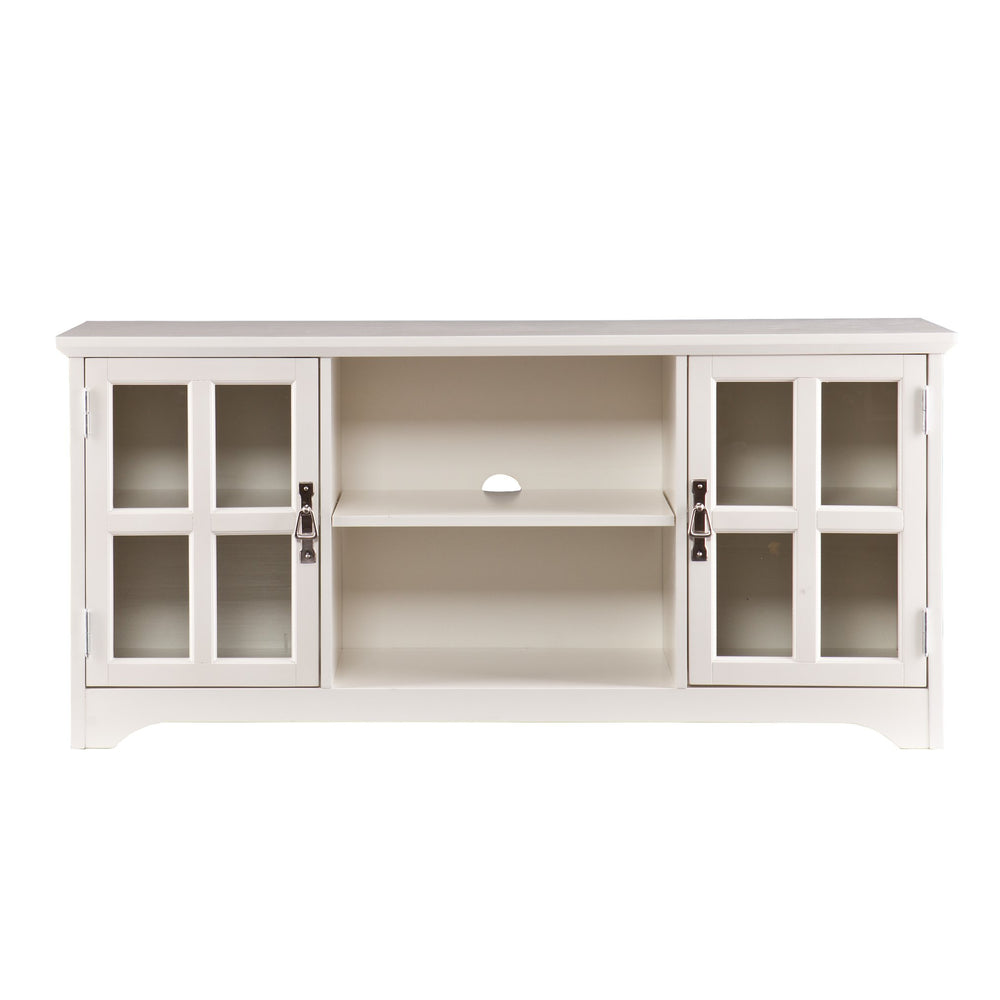 Safavieh Remington Farmhouse Media Stand With Tempered Glass Top And Windowpane Cabinet Doors MS9908
